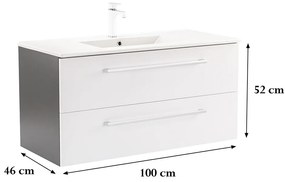 Dulap inferior Vario Clam 100 cu lavoar antracit-alb