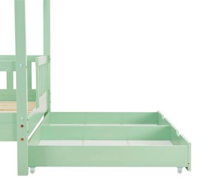 Patut Marli 90 x 200 cm cu 2 sertare si grilaj cu lamele - mentol