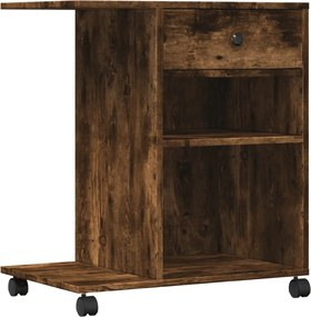 vidaXL Suport pentru imprimantă cu roți, stejar fumuriu, 60x40x68,5 cm