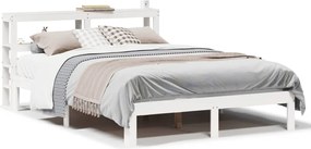 vidaXL Cadru de pat cu tăblie, alb, 120x190 cm, lemn masiv pin