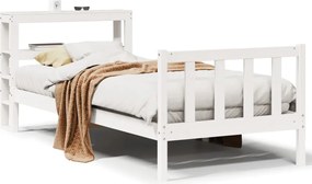 vidaXL Cadru pat fără saltea, alb, 90x190 cm, lemn masiv de pin