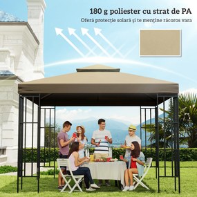 Outsunny Acoperiș de Rezervă pentru pavilion de Grădină Pânză de Rezervă pentru pavilion tonel Tendă 3 x 3 m Bej | Aosom Romania