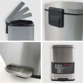 Coș de gunoi argintiu mat cu pedală din oțel 5 l Akira – Spirella