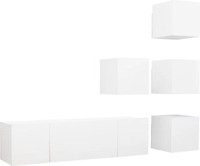 vidaXL Set dulapuri TV, 6 piese, alb, lemn prelucrat