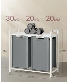 Coș pentru rufe REX alb/gri