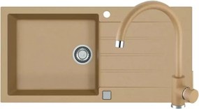 Set chiuveta bucatarie Alveus Cadit 50 bej 100x50 cm si baterie Kati monocomanda