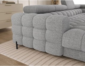 Colțar gri extensibil cu tapițerie din țesătură bouclé (cu colț pe partea dreaptă/în formă de "U") Feraria – ELTAP