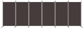 Paravan de camera cu 6 panouri, maro, 520x180 cm, textil Maro, 520 x 180 cm, 1