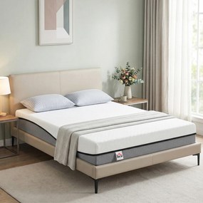 HOMCOM Saltea 140x200cm H3 mediu-firmă 20 cm Înălțime Ergonomică, Respirantă din spumă memory cu gel, OEKO-TEX &amp; CertiPUR | Aosom Romania