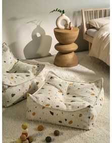 Fotoliu puf pentru copii alb cu tapițerie din țesătură bouclé/cu tapițerie din chenille Terrazzo Square – Wigiwama