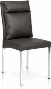 Scaun Cushion, structura metalica argintie, piele ecologica - GRI