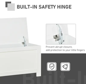 HOMCOM Banca de Depozitare Multifunctionala din Lemn MDF, 2 Manere si Deschidere cu Blocare de Siguranta, 81x40x46cm, Alb