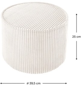 Puf de copii crem cu tapițerie din catifea reiată – Wigiwama