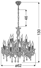 Lustră pe lanț MARIA TERESA 15xE14/40W/230V