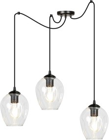 Emibig Level lampă suspendată 3x60 W negru-transparent 756/3