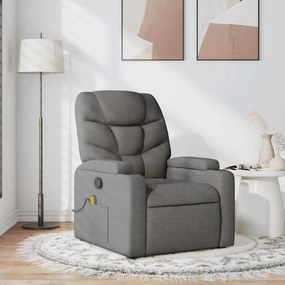 vidaXL Fotoliu de masaj rabatabil, gri închis, material textil