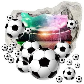 Autocolant de perete mingi de fotbal 3D cu fundal de stadion 100 x 100 cm