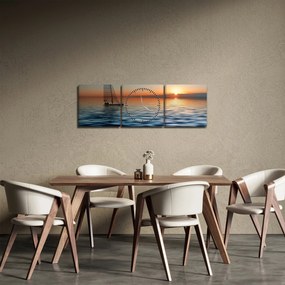 Tablou - Bărci cu vele pe mare (cu ceas) (90x30 cm)