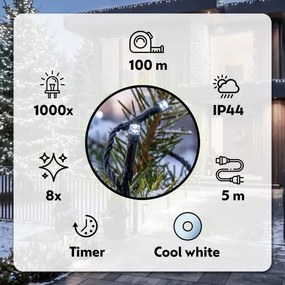 BRILAGI - LED Instalație luminoasă de exterior pentru Crăciun 1000xLED/8 funcții 105 m IP44 alb rece