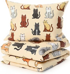Lenjerie cocolino COLORED CATS crem Dimensiunile lenjeriei: 70 x 90 cm | 140 x 200 cm