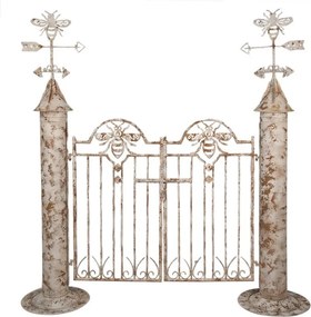 Poarta decorativa de gradina, alb, din metal, aspect vintage, Abeille