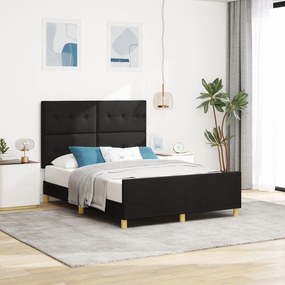 vidaXL Cadru de pat, negru, 140x190 cm, textil