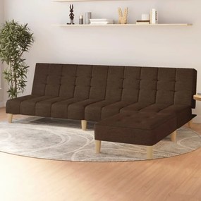 3080538 vidaXL Canapea extensibilă cu taburet, 2 locuri, maro, textil