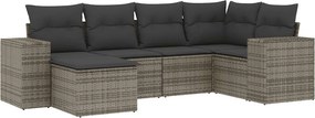 vidaXL Set mobilier grădină cu perne, 6 piese, gri, poliratan