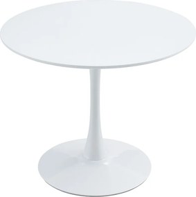 Masă dining, rundă, alb mat, diametru 80 cm, REVENTON NEW