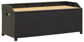 vidaXL Bancă de depozitare pentru grădină, negru, 120 cm, poliratan