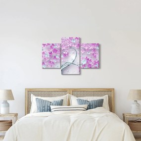 Tablouri cu flori pe trunchi argintiu - abstract (90x60 cm)