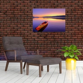 Tablou pe sticlă - Kayak pe lac (70x50 cm)