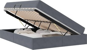 vidaXL Pat cu saltea și spațiu de depozitare Gri închis 140 x 190 cm