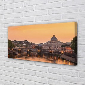 Tablouri canvas râu Roma Sunset poduri clădiri