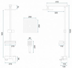 Baterie pentru dus Jack negru mat - H 102 cm