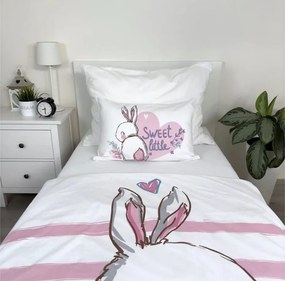 Lenjerie de pat din bumbac pentru patut BUNNY SWEET alb Dimensiune lenjerie de pat: 40 x 60 cm | 100 x 135 cm