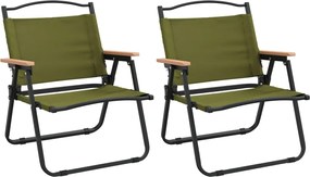 vidaXL Scaune de camping, 2 buc., verde, 54x43x59 cm, țesătură Oxford