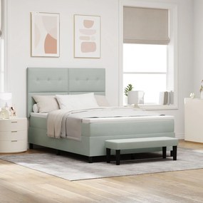 vidaXL Pat cu arcuri cu saltea Gri deschis 140 x 190 cm Catifea