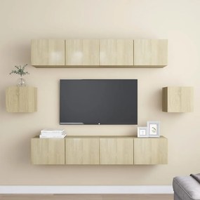 3078998 vidaXL Set de dulapuri TV, 8 piese, stejar sonoma, lemn prelucrat