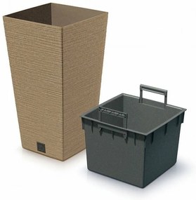 Ghiveci de flori FURU SQUARE ECO WOOD cu inserție24 c m, maro, S