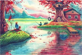 Tablou - Acuarelă, Golf într-un sat de munte (90x60 cm)