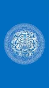 Prosop plaja TIGER 100x180 cm albastru, 100% microfibra