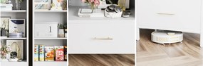 DUA205 - Vitrina 80 cm, Dulap rotund pentru birou, Biblioteca Living, Rafturi Dormitor, Dining, Hol - Alb