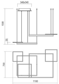 Redo 01-2615 - Lustră LED dimmabilă suspendată pe cablu SIGUA LED/137W/230V CRI 90, auriu