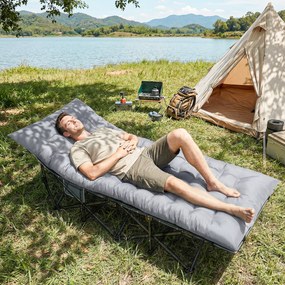 Outsunny Saltea de camping pliabilă 8 cm cu husă antiderapantă și chingi pentru camping 200 x 80 cm Gri deschis | Aosom Romania