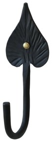 Cuier negru, din metal, cu agatatoare, model frunza, Lea