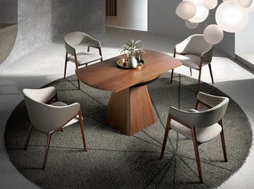 Masa extensibila eleganta design LUX Walnut Veneered 80-140x140cm