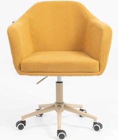 HR832K Scaun Catifea Reiată Premium culoare Curry Galben cu Bază Crem