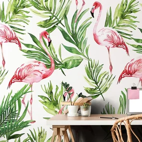 Tapet flamingo la tropice