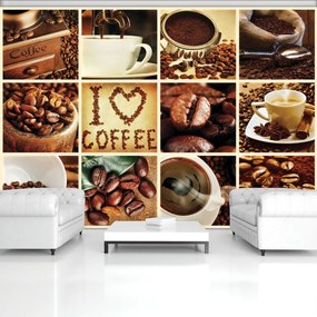 Fototapet - I love coffee - colaj (254x184 cm)
